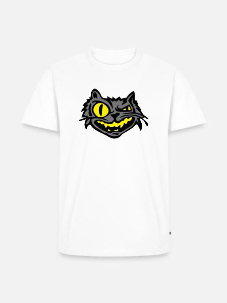 angry cat head - Men's Premium Organic T-Shirt - white