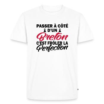 breton perfection - cadeau humour breton - T-shirt Premium bio Homme - blanc - Devant - Nico (187cm)