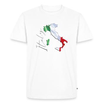 Drapeau de l’Italie sur la carte de l’Italie EN - T-shirt Premium bio Homme - blanc - Devant - Nico (187cm)
