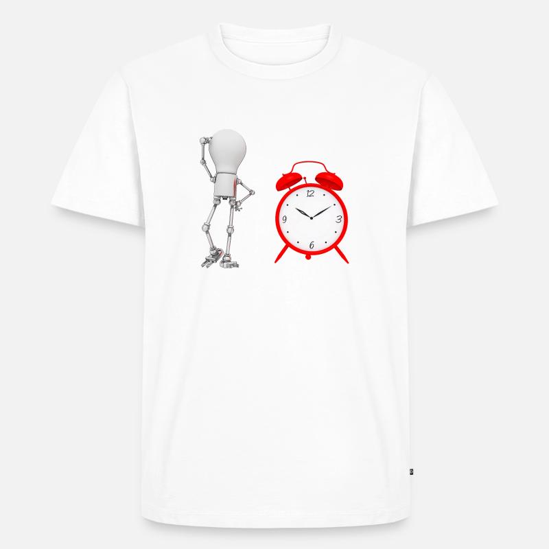 Glühbirnen Figur mit Wecker - Männer Premium Bio T-Shirt - Weiß