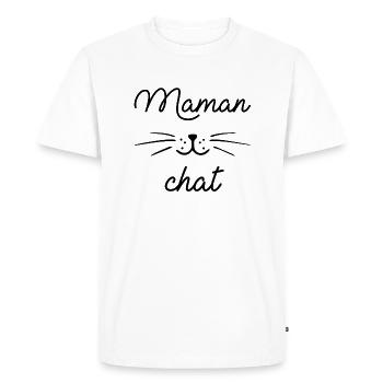 Maman chat - T-shirt Premium bio Homme - blanc - Devant - Nico (187cm)