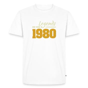 Légende née en 1980 - T-shirt Premium bio Homme - blanc - Devant - Nico (187cm)