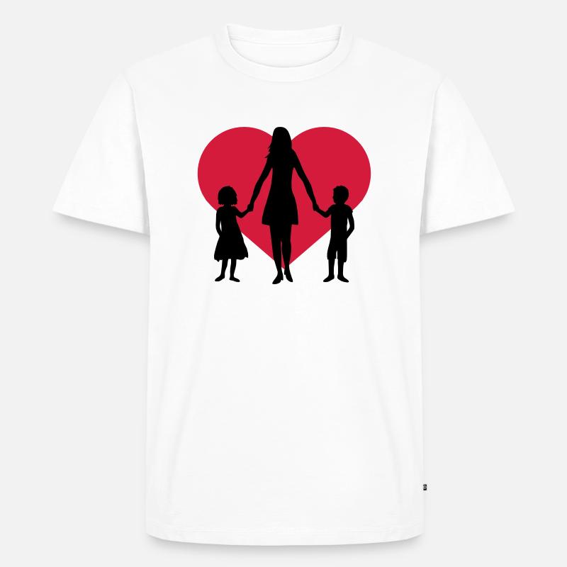 Herz 2 Kinder - Männer Premium Bio T-Shirt - Weiß