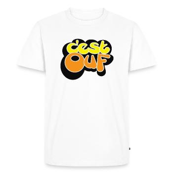 C EST OUF JAUNE - T-shirt Premium bio Homme - blanc - Devant - Nico (187cm)
