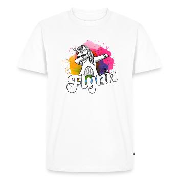 FLYNN - Beau nom de garçon avec licorne cool - T-shirt Premium bio Homme - blanc - Devant - Nico (187cm)