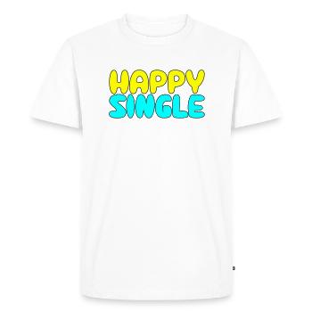 Happy Single - Glücklicher Single - T-shirt Premium bio Homme - blanc - Devant - Nico (187cm)