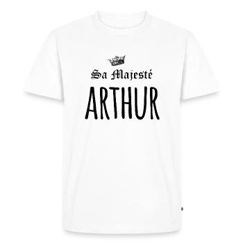 Sa majesté Arthur - T-shirt Premium bio Homme - blanc - Devant - Nico (187cm)