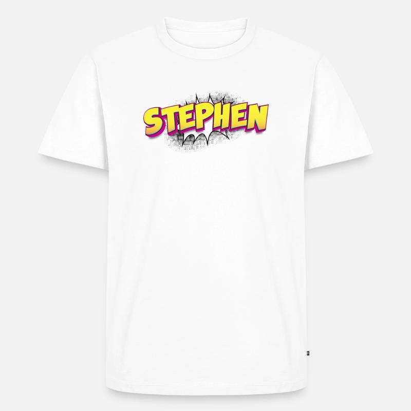 Stephen benutzerdefinierter Name Comic-Buch-Stil Pop-Art, - Männer Premium Bio T-Shirt - Weiß