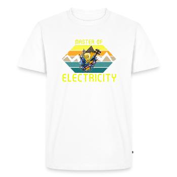 Maîtrise en électricité Électricien Technicien d’éclairage - T-shirt Premium bio Homme - blanc - Devant - Nico (187cm)