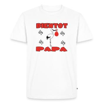 BIENTOT PAPA - T-shirt Premium bio Homme - blanc - Devant - Nico (187cm)