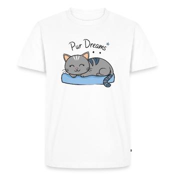 CAT, PUR DREAMS - Men's Premium Organic T-Shirt - white - Front - Nico (187cm)