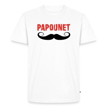 PAPOUNET - T-shirt Premium bio Homme - blanc - Devant - Nico (187cm)