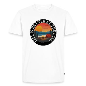 Beau camping au bord de l’eau - T-shirt Premium bio Homme - blanc - Devant - Nico (187cm)