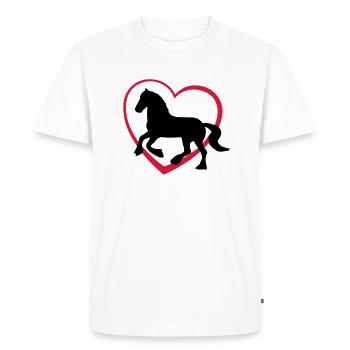 Fresian Gypsy Cob or Horse type with Heart - Men's Premium Organic T-Shirt - white - Front - Nico (187cm)