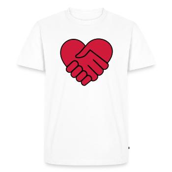 Main dans la main coeur rouge - T-shirt Premium bio Homme - blanc - Devant - Nico (187cm)