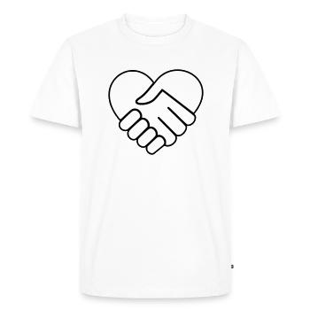 Main dans la main coeur blanc - T-shirt Premium bio Homme - blanc - Devant - Nico (187cm)