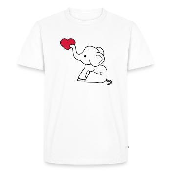 coeur amour donner l'amour amoureux elephant assis sweet - T-shirt Premium bio Homme - blanc - Devant - Nico (187cm)