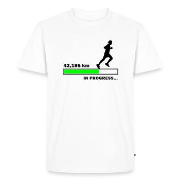 42,195 km en cours - T-shirt Premium bio Homme - blanc - Devant - Nico (187cm)