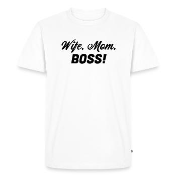 femme. maman. patron! - T-shirt Premium bio Homme - blanc - Devant - Nico (187cm)
