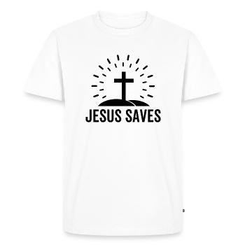 Jésus sauve - T-shirt Premium bio Homme - blanc - Devant - Nico (187cm)