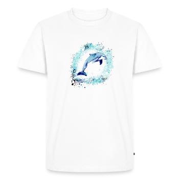 Dolphin, graffiti, painting,blue,fish, - Men's Premium Organic T-Shirt - white - Front - Nico (187cm)