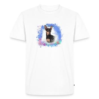 pinscher,zwergpinscher, blue,dog,painting,watercolor - Men's Premium Organic T-Shirt - white - Front - Nico (187cm)