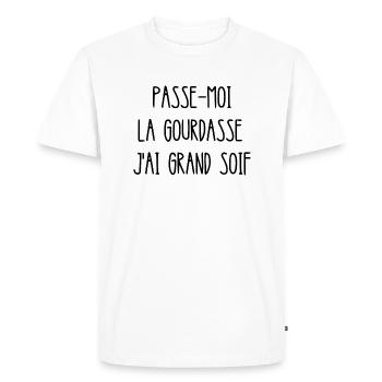 passe-moi la gourdasse j'ai grand soif - T-shirt Premium bio Homme - blanc - Devant - Nico (187cm)