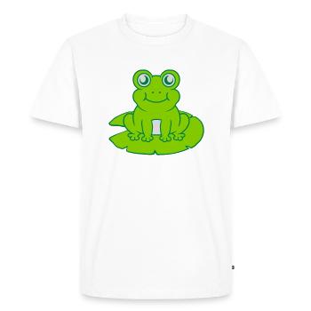 Grenouille assise nénuphar Seeblatt - T-shirt Premium bio Homme - blanc - Devant - Nico (187cm)