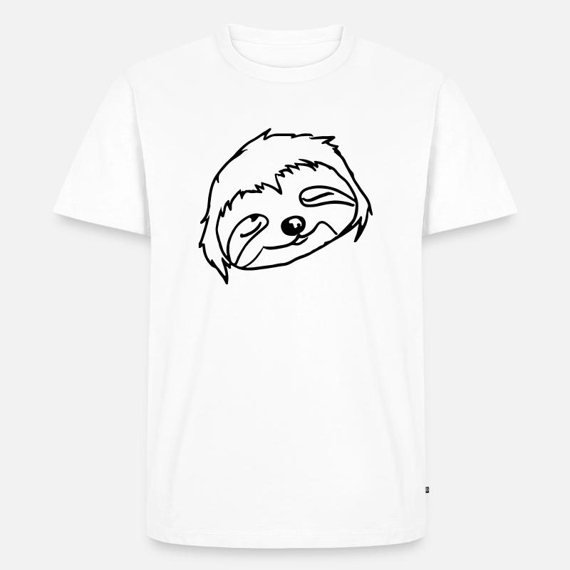 Schlafendes Faultier Gesicht - Männer Premium Bio T-Shirt - Weiß