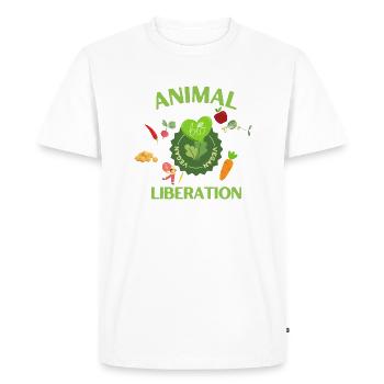 Animal Liberation, végétalien bio - T-shirt Premium bio Homme - blanc - Devant - Nico (187cm)