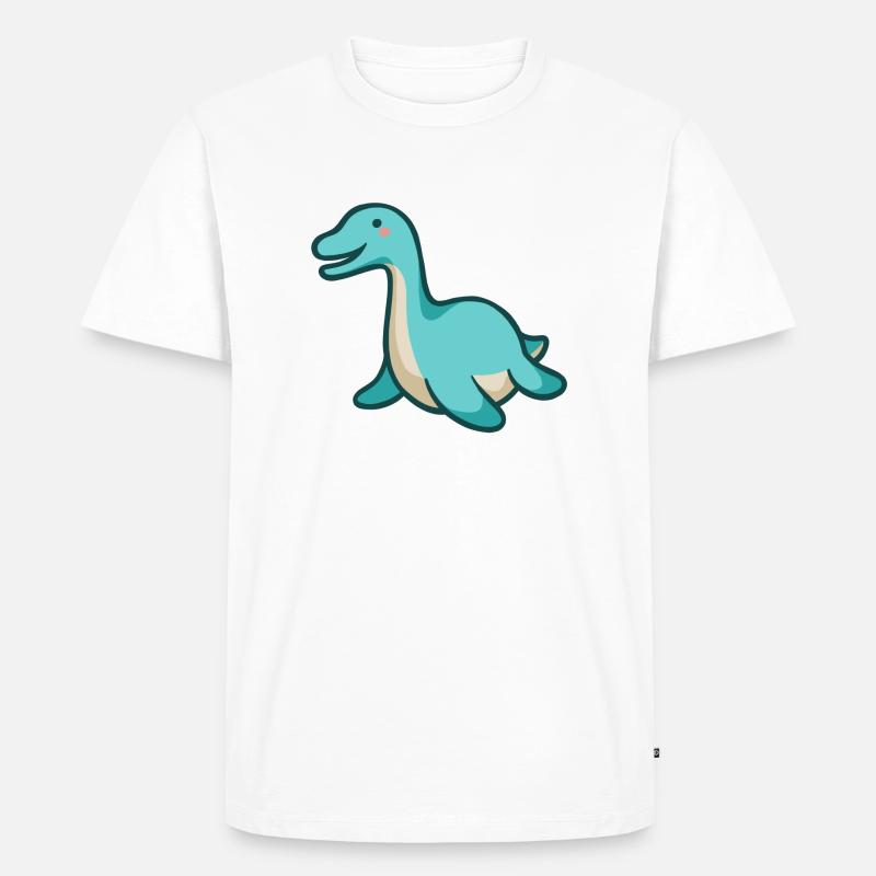 hugadino Plesiosaurus, Dino, süßer Dinosaurier - Männer Premium Bio T-Shirt - Weiß