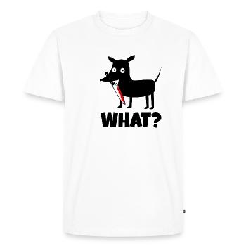 Dog With Knife Blood Halloween What? - Men's Premium Organic T-Shirt - white - Front - Nico (187cm)