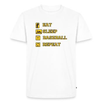 EAT SLEEP BASEBALL REPEAT - Men's Premium Organic T-Shirt - white - Front - Nico (187cm)