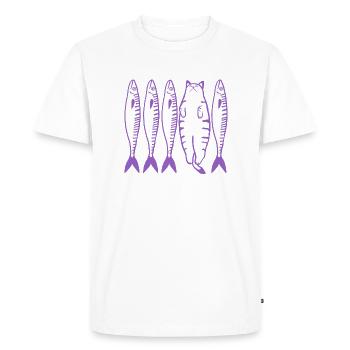 Le chat violet - T-shirt Premium bio Homme - blanc - Devant - Nico (187cm)