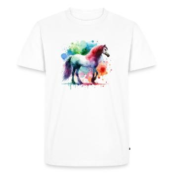 Couleurs d’aquarelle de cheval - T-shirt Premium bio Homme - blanc - Devant - Nico (187cm)