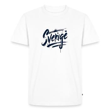 Sverige Sweden Schweden Lettering - T-shirt Premium bio Homme - blanc - Devant - Nico (187cm)