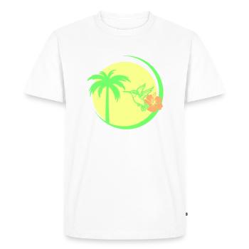 Palmier Colibri Hibiscus - T-shirt Premium bio Homme - blanc - Devant - Nico (187cm)
