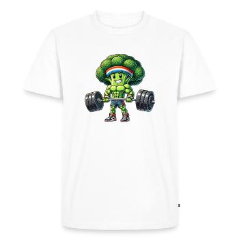 Broccoli Gains 🥦💪 - Fitness Edition - Men's Premium Organic T-Shirt - white - Front - Nico (187cm)
