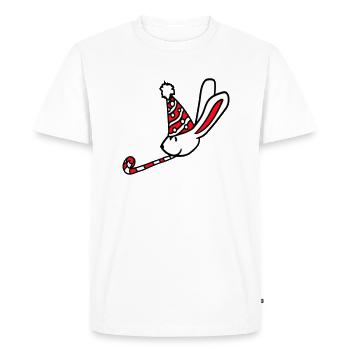 Lapin Anniversaire Années Vieux Cadeau Serviette Chapeau de fête - T-shirt Premium bio Homme - blanc - Devant - Nico (187cm)