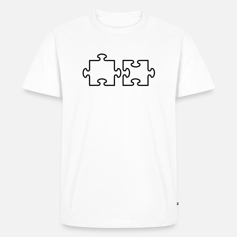 2 Puzzle Teile - Männer Premium Bio T-Shirt - Weiß