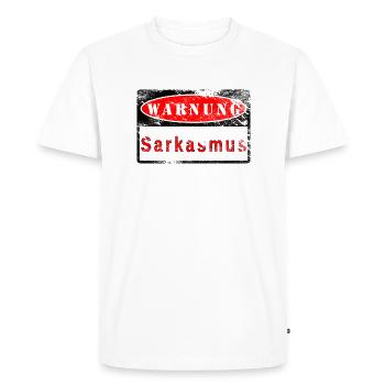 Warning sarcasm shield used look - Men's Premium Organic T-Shirt - white - Front - Nico (187cm)
