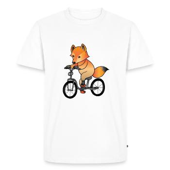 Cadeau de vélo renard, animal de la forêt mignon drôle - T-shirt Premium bio Homme - blanc - Devant - Nico (187cm)
