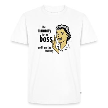 La momie est le patron et je suis la momie! - T-shirt Premium bio Homme - blanc - Devant - Nico (187cm)