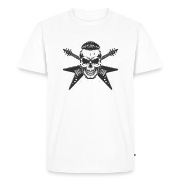 Rock Star Skull Electric Guitar Metal - Men's Premium Organic T-Shirt - white - Front - Nico (187cm)