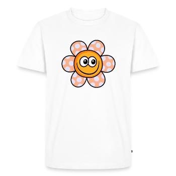 Happy Orange Daisy Flower Doodle - Men's Premium Organic T-Shirt - white - Front - Nico (187cm)
