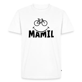 Mamil. Vélo de route, bière et vin et mauvais vêtements - T-shirt Premium bio Homme - blanc - Devant - Nico (187cm)
