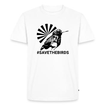 Gardiens de la nature #Kolibri #savethebirds - T-shirt Premium bio Homme - blanc - Devant - Nico (187cm)