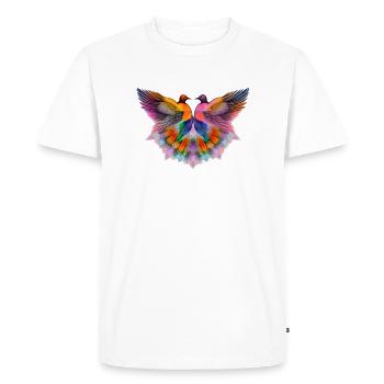 Oiseaux arc-en-ciel d’une plume - T-shirt Premium bio Homme - blanc - Devant - Nico (187cm)