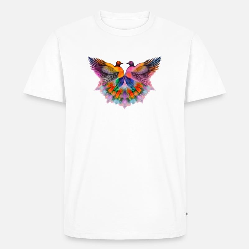 Regenbogenvögel einer Feder - Männer Premium Bio T-Shirt - Weiß
