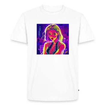 80s neon lady - Men's Premium Organic T-Shirt - white - Front - Nico (187cm)